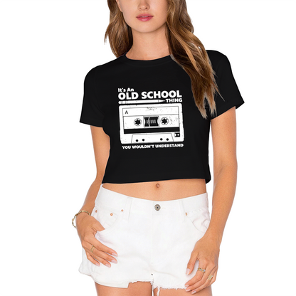 Retro Cassette It¡¯s An Old School Thing Pink Crop Top ¨C 90s Nostalgia Music Tee