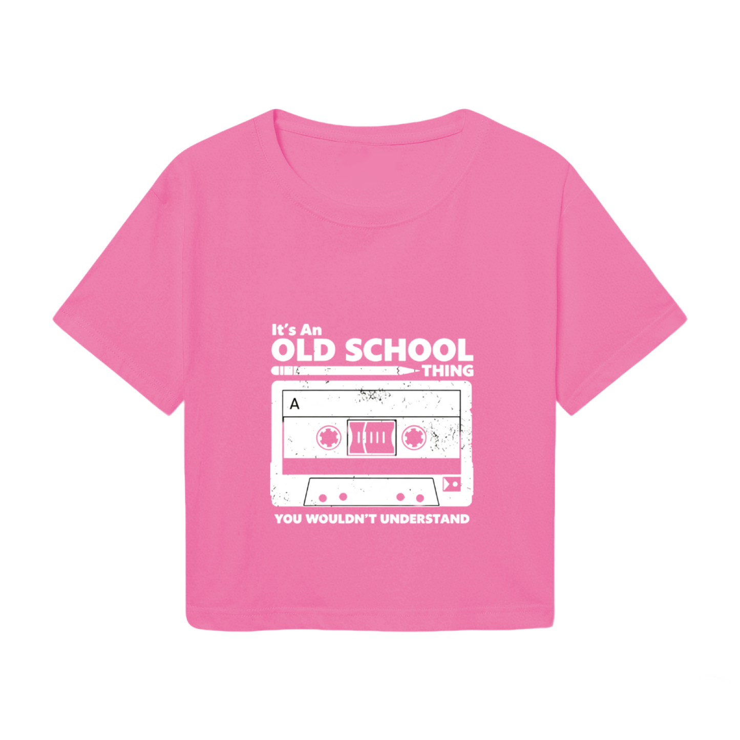 Retro Cassette It¡¯s An Old School Thing Pink Crop Top ¨C 90s Nostalgia Music Tee