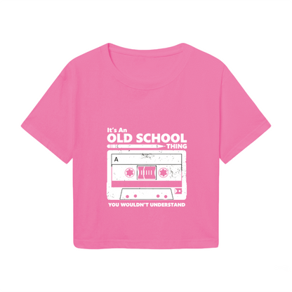 Retro Cassette It¡¯s An Old School Thing Pink Crop Top ¨C 90s Nostalgia Music Tee