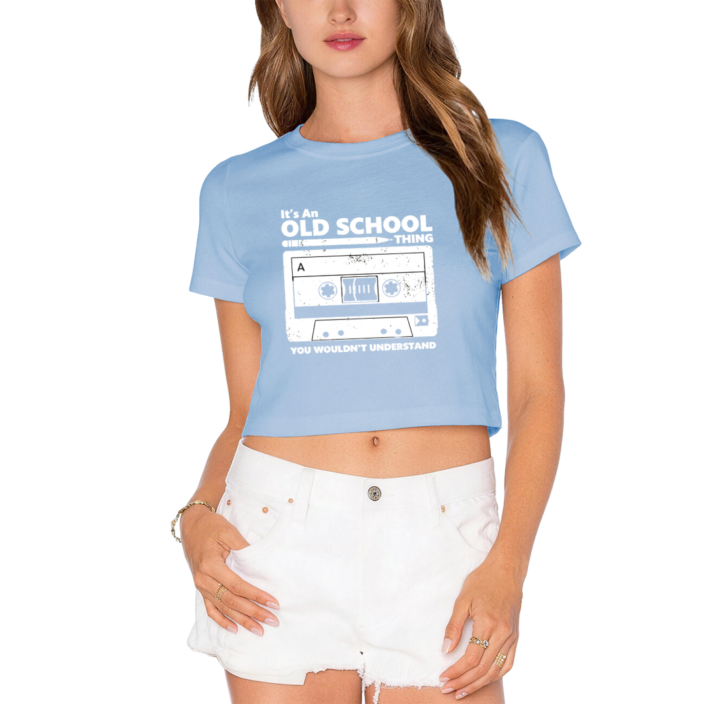 Retro Cassette It¡¯s An Old School Thing Pink Crop Top ¨C 90s Nostalgia Music Tee