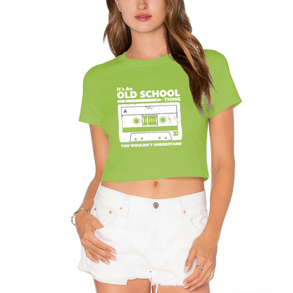 Retro Cassette It¡¯s An Old School Thing Pink Crop Top ¨C 90s Nostalgia Music Tee