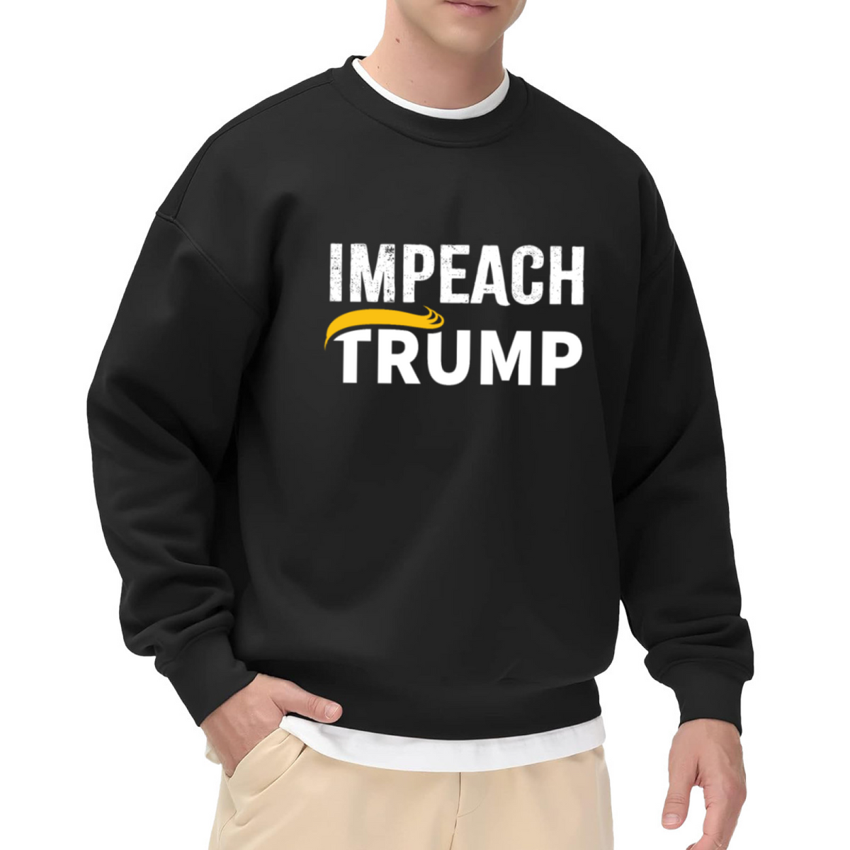 Impeach Trump Political Statement Graphic Crewneck Sweatshirt