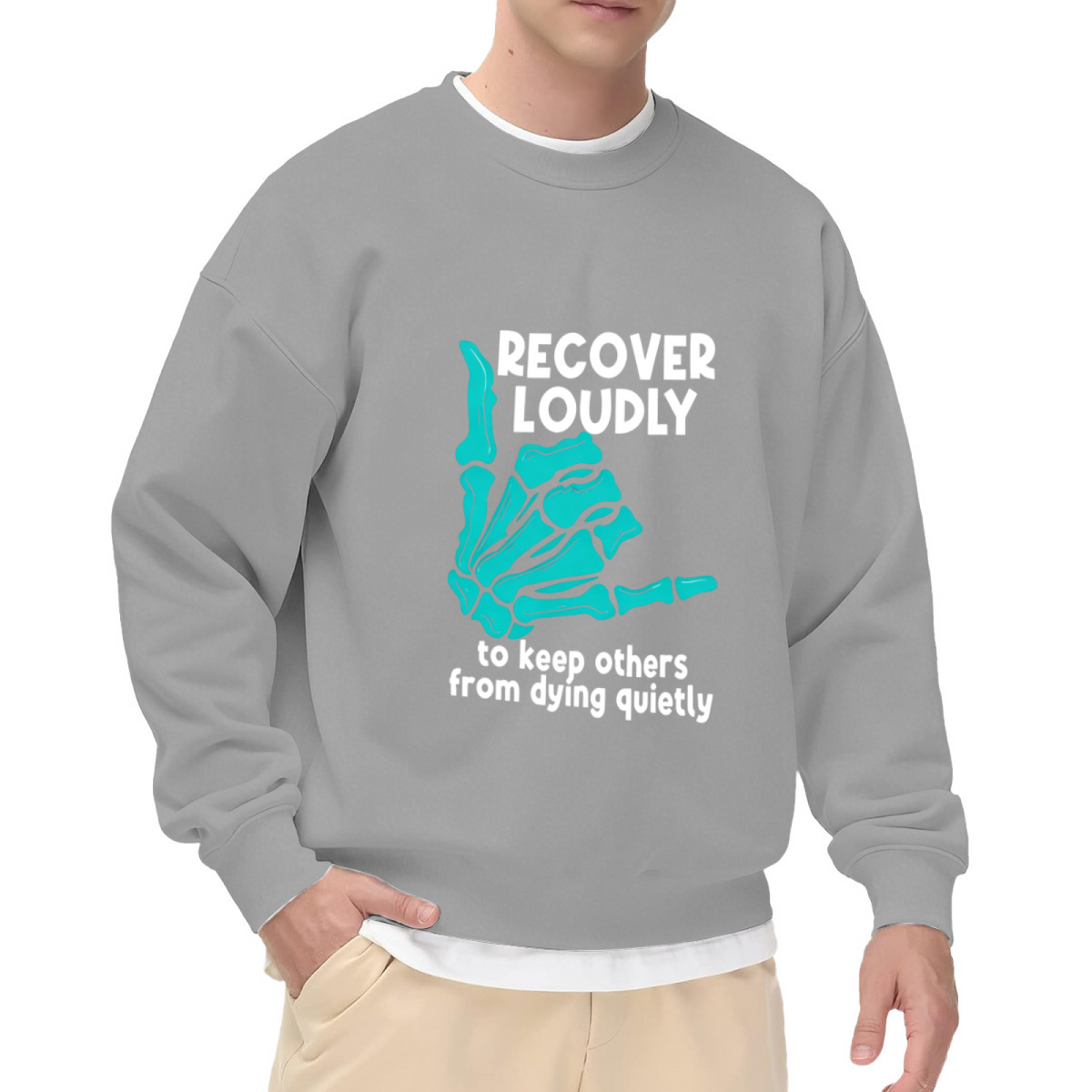 Turquoise Skeleton Hand Mental Health Crewneck Sweatshirt