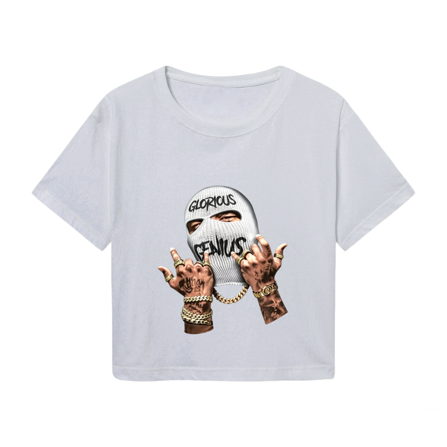 Glorious Genius Balaclava Streetwear Grey Crop Top