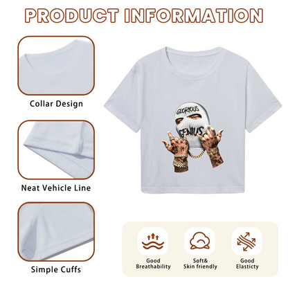 Glorious Genius Balaclava Streetwear Grey Crop Top