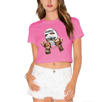 Glorious Genius Balaclava Streetwear Grey Crop Top