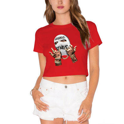 Glorious Genius Balaclava Streetwear Grey Crop Top
