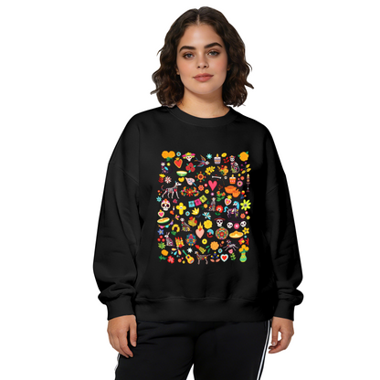 Viral Meme Doodle Character Crewneck Sweatshirt | Funny Simple Sketch Print Pullover