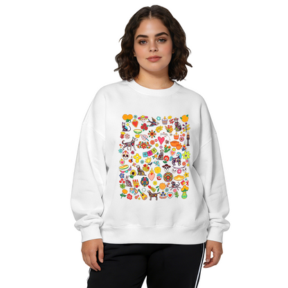 Viral Meme Doodle Character Crewneck Sweatshirt | Funny Simple Sketch Print Pullover