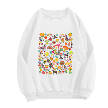 Viral Meme Doodle Character Crewneck Sweatshirt | Funny Simple Sketch Print Pullover