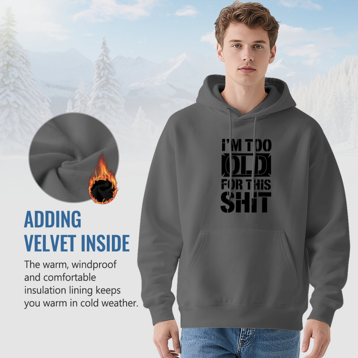 I¡¯m Too Old For This Slogan Bold Text?Print Street Hoodie