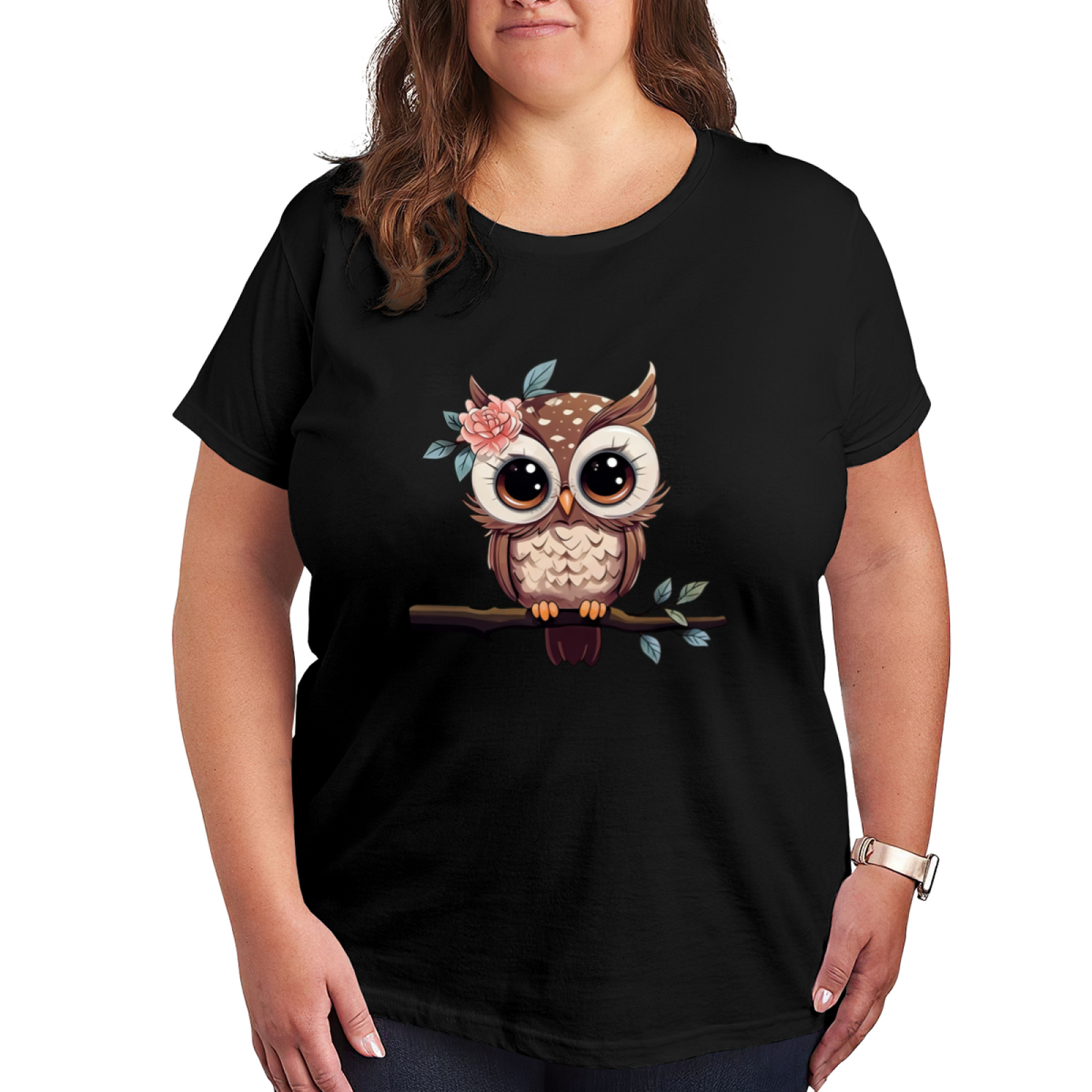 Boho Neutral Tone Vertical Split Hearts Simple Black Tee
