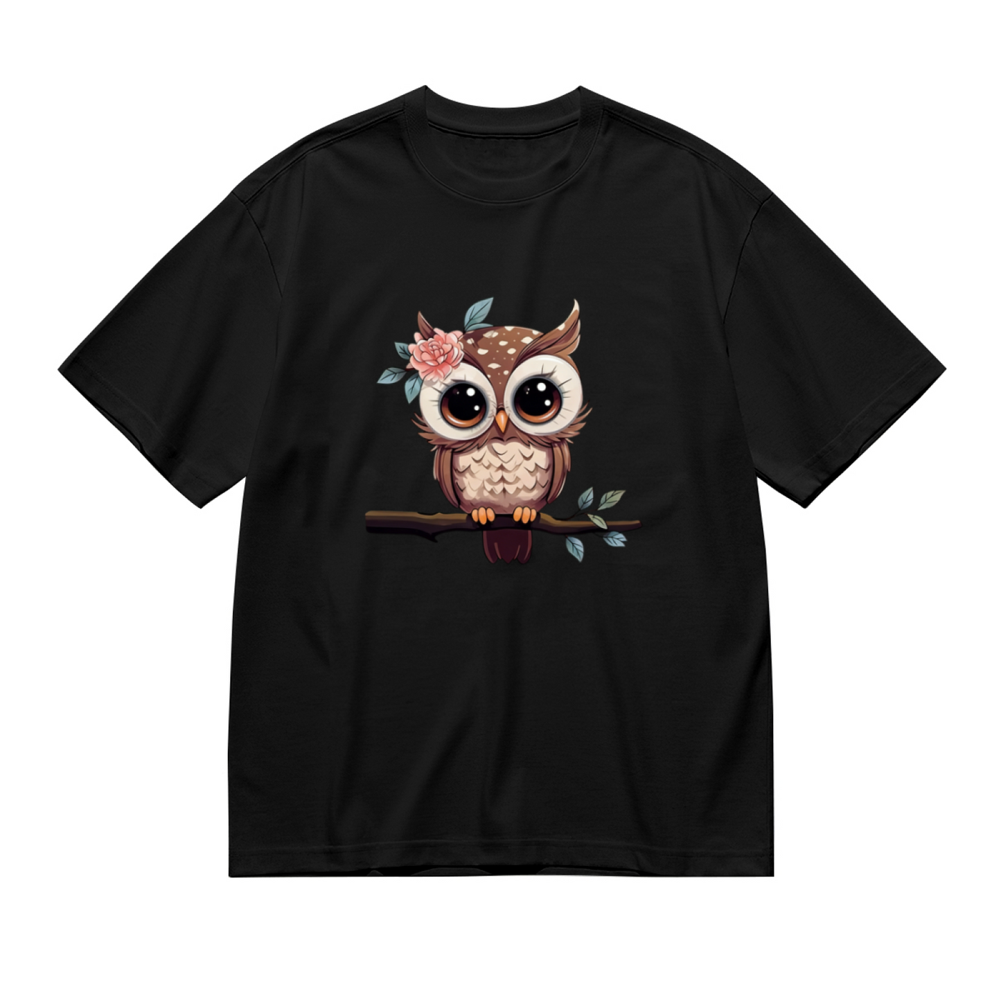 Boho Neutral Tone Vertical Split Hearts Simple Black Tee