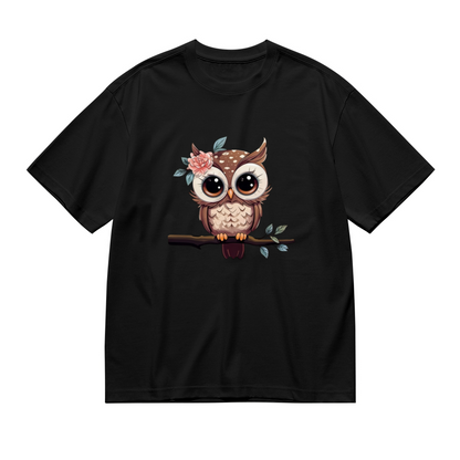 Boho Neutral Tone Vertical Split Hearts Simple Black Tee