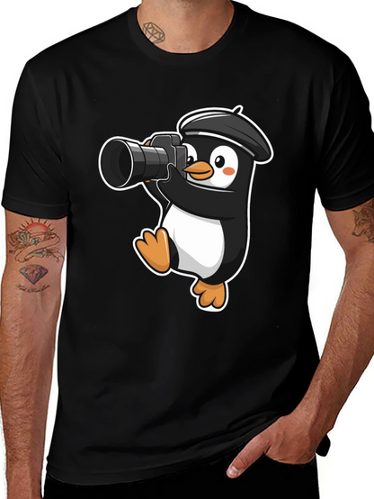 Penguin Photographer T-Shirt - Cute Cartoon Tee