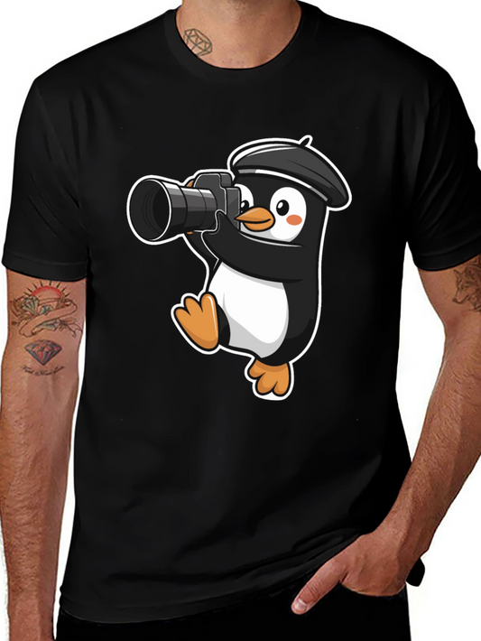 Penguin Photographer T-Shirt - Cute Cartoon Tee
