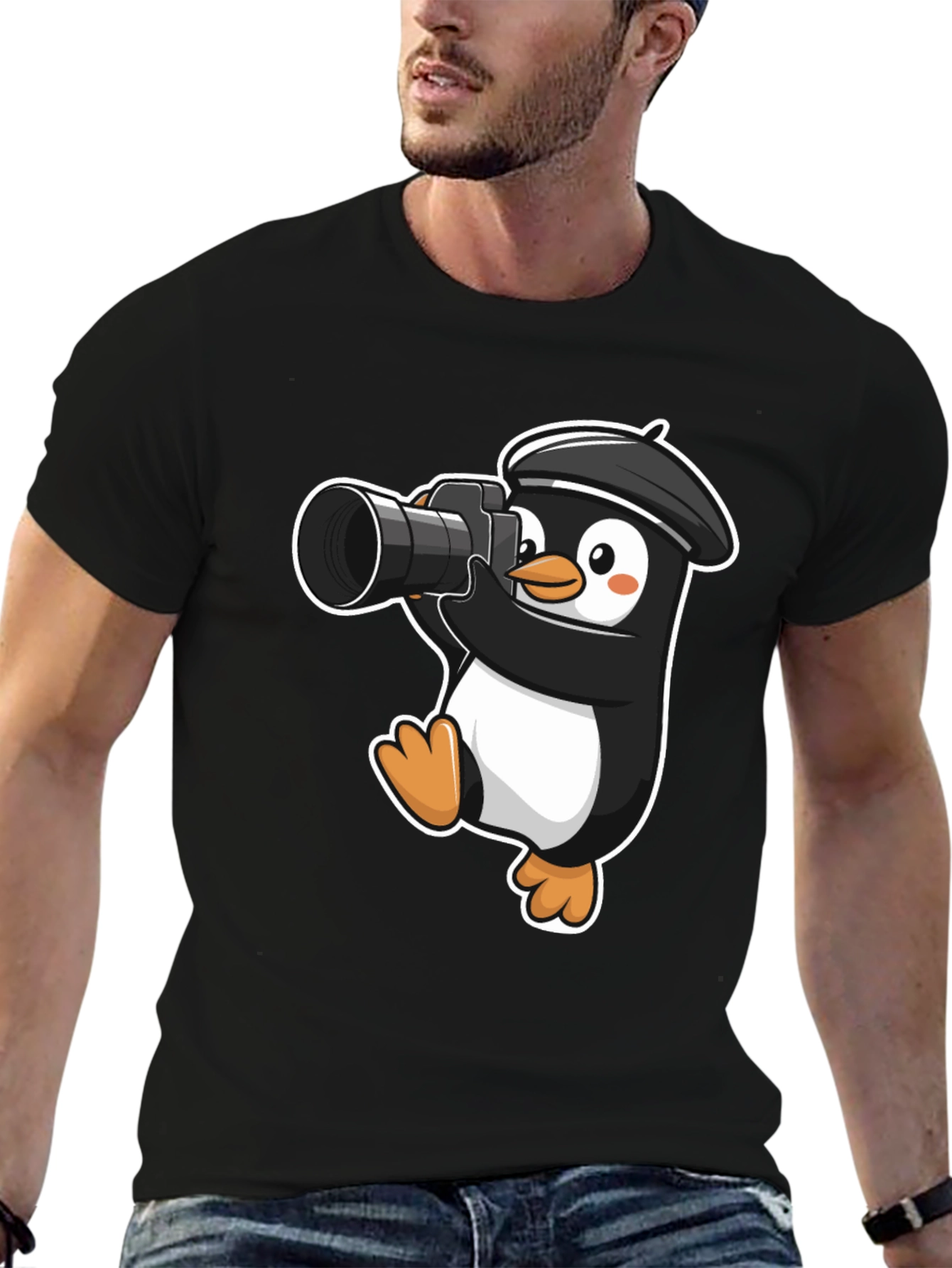 Penguin Photographer T-Shirt - Cute Cartoon Tee