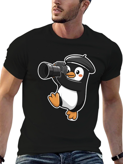 Penguin Photographer T-Shirt - Cute Cartoon Tee