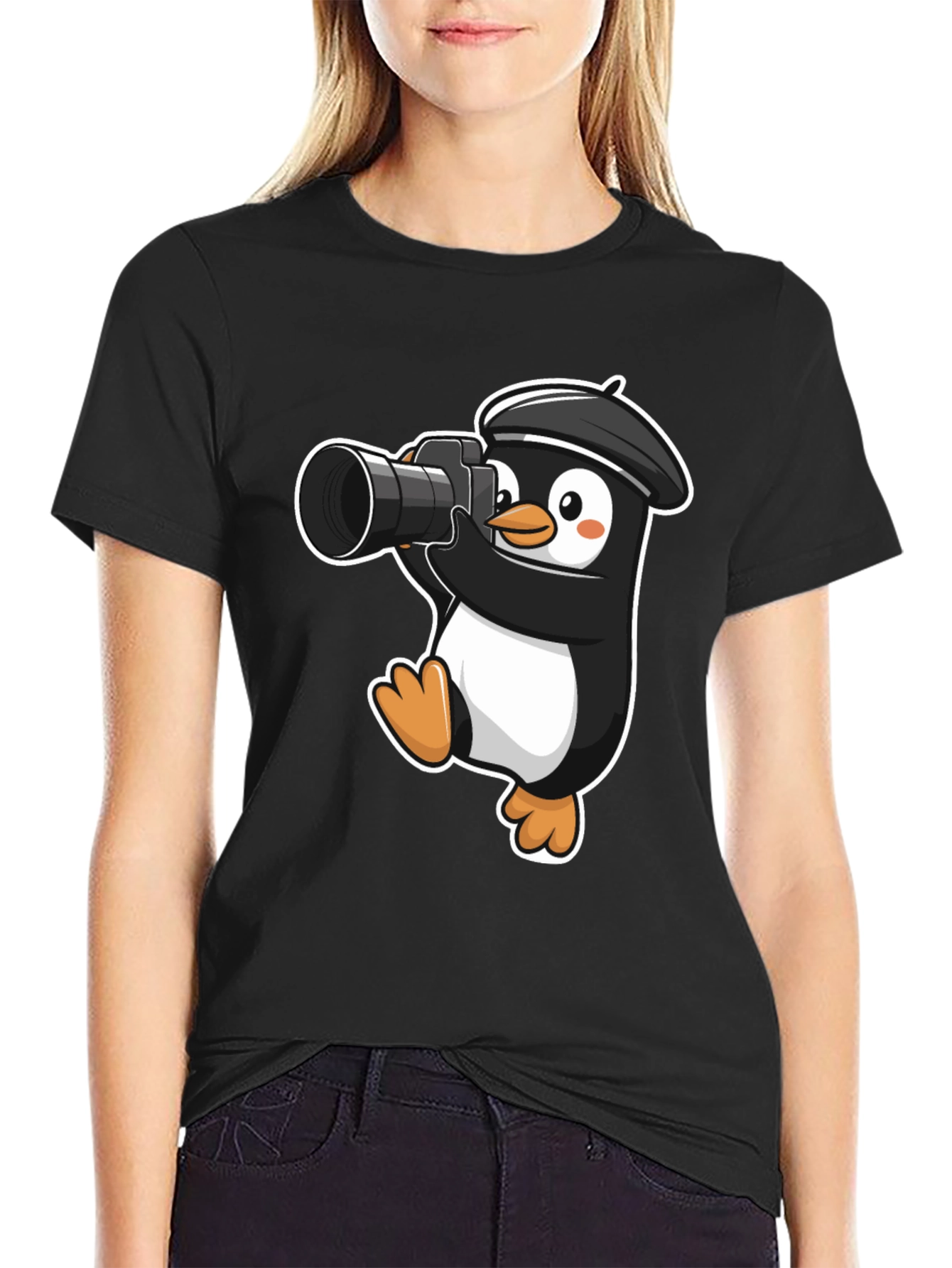 Penguin Photographer T-Shirt - Cute Cartoon Tee