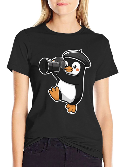 Penguin Photographer T-Shirt - Cute Cartoon Tee