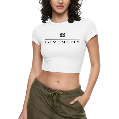 Givenchy Classic Logo Heather Grey Crop Tee ¨C Luxury Minimalist Women¡¯s Top