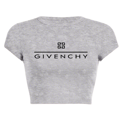 Givenchy Classic Logo Heather Grey Crop Tee ¨C Luxury Minimalist Women¡¯s Top