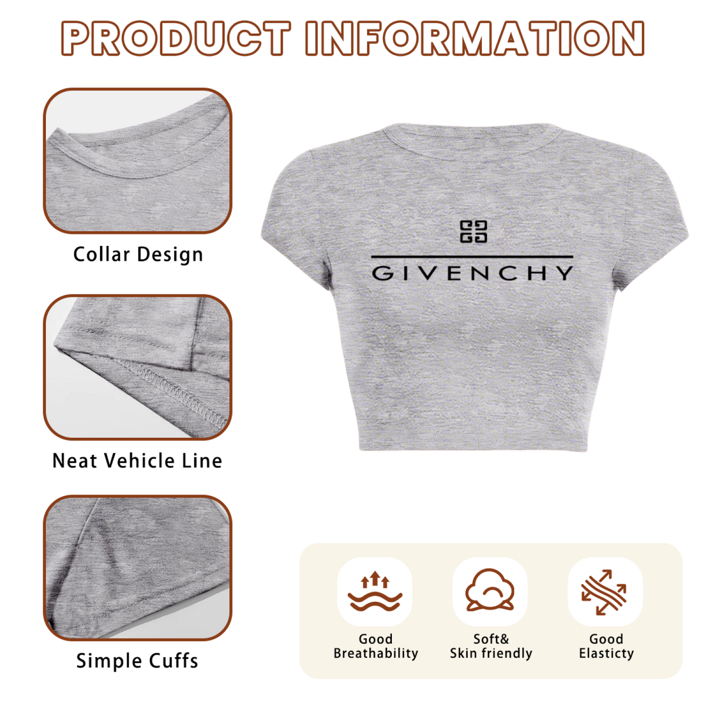 Givenchy Classic Logo Heather Grey Crop Tee ¨C Luxury Minimalist Women¡¯s Top