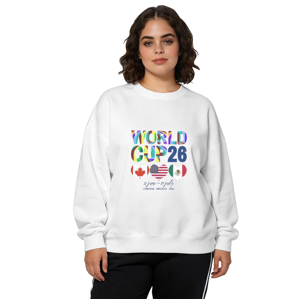 World Cup 26 Multicolor Flags Graphic Crewneck Sweatshirt