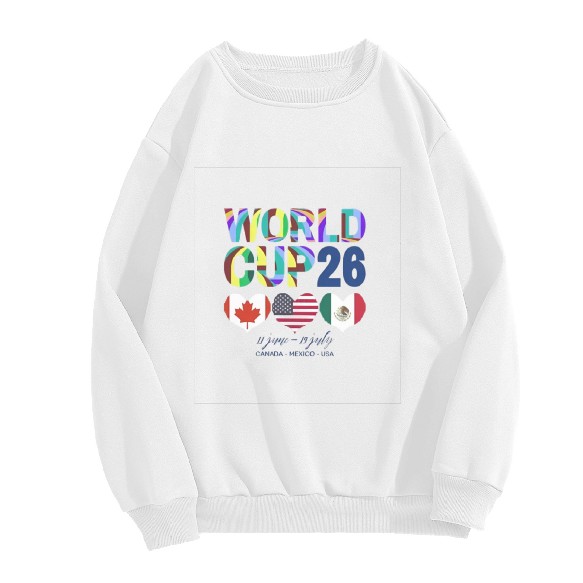 World Cup 26 Multicolor Flags Graphic Crewneck Sweatshirt
