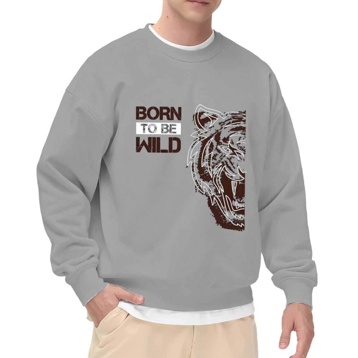 Born To Be Wild Vintage Tiger Grunge Crewneck Sweatshirt