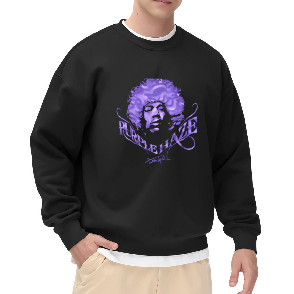 Purple Haze Retro Rock Legend Graphic Sweatshirt