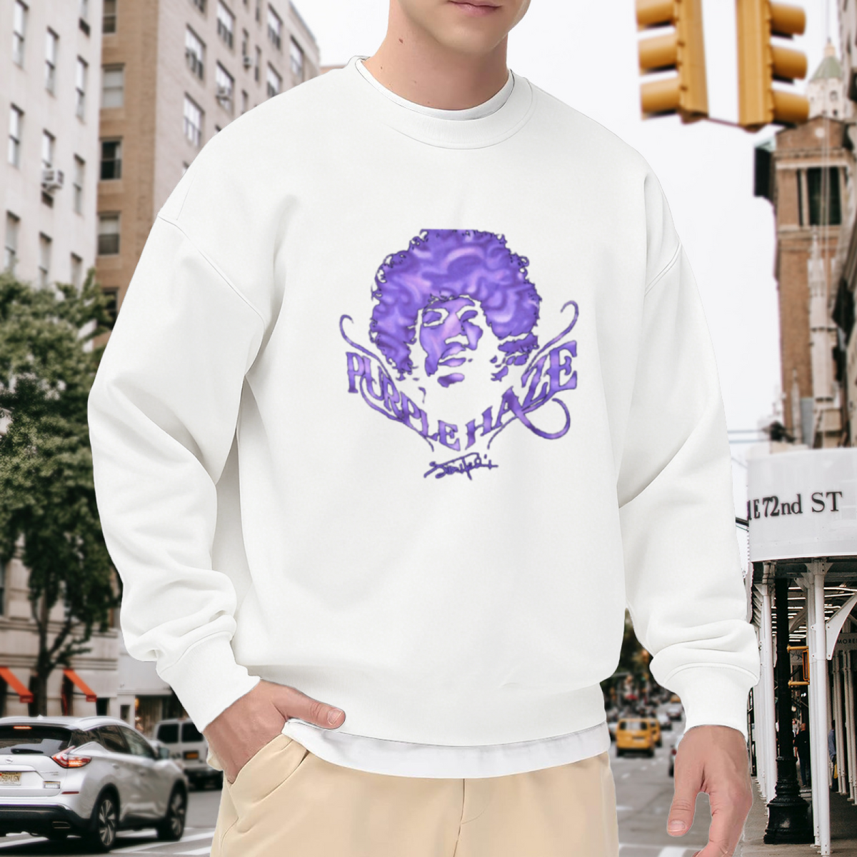 Purple Haze Retro Rock Legend Graphic Sweatshirt