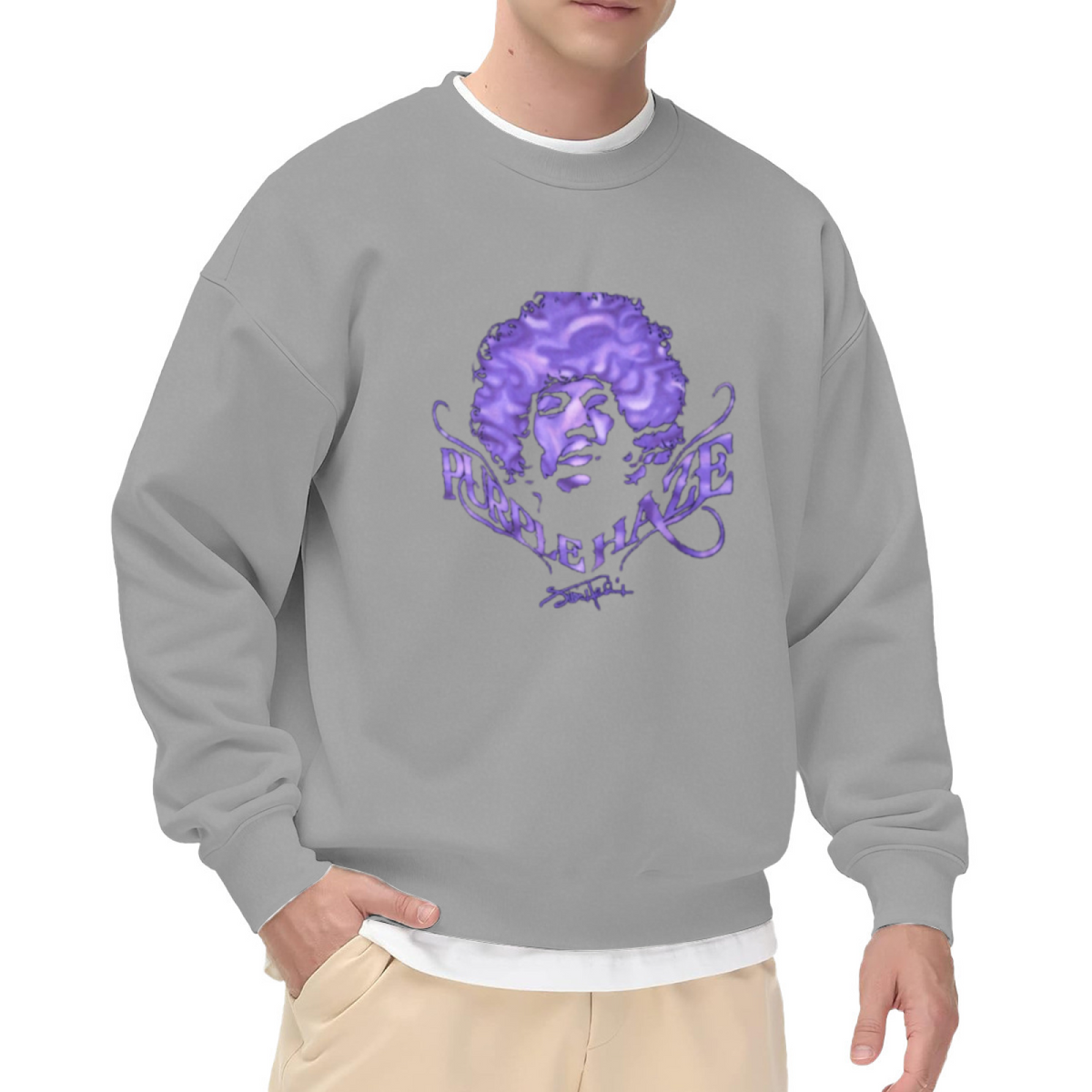 Purple Haze Retro Rock Legend Graphic Sweatshirt
