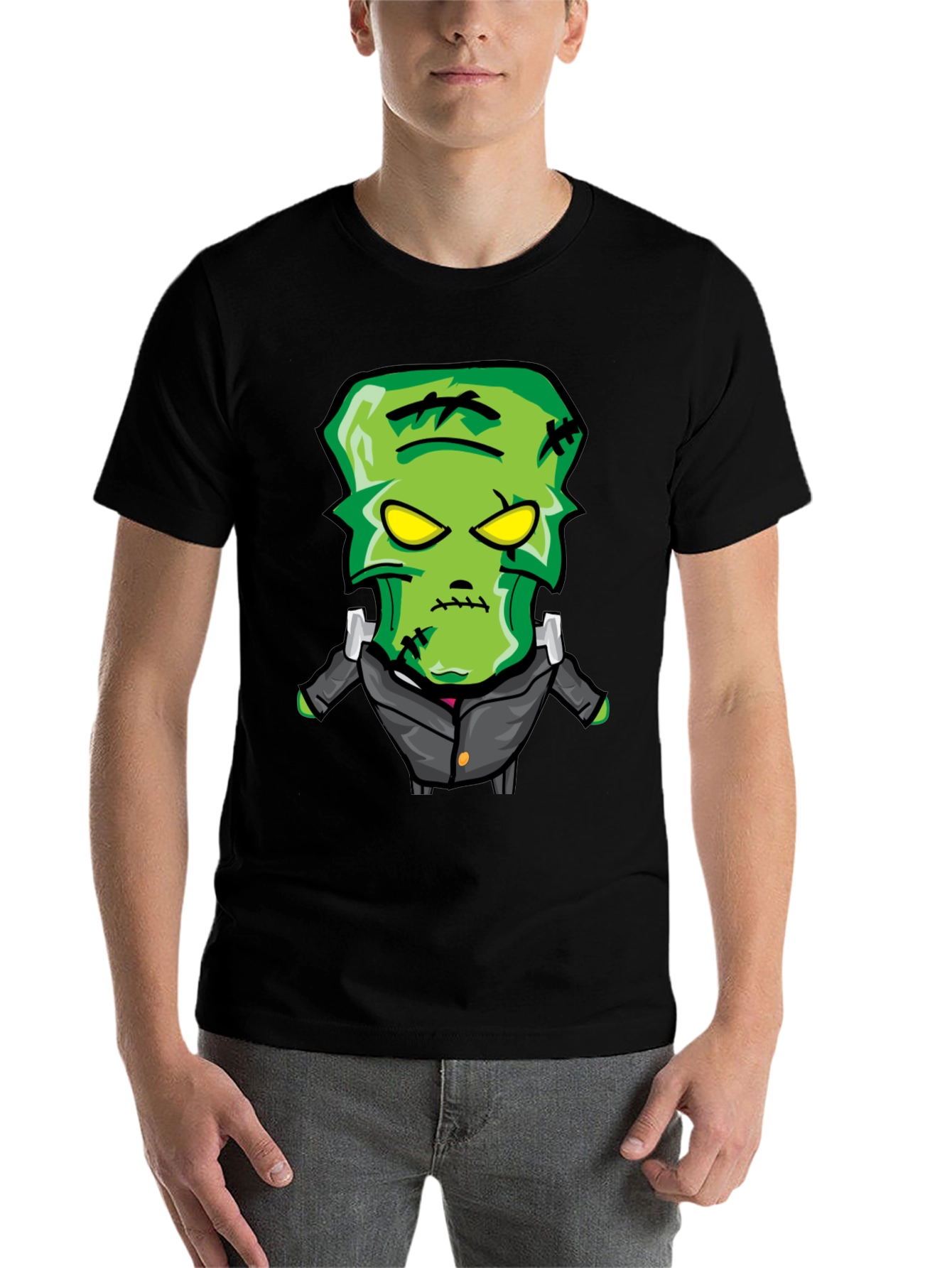 Frankenstein Cartoon Graphic Tee - Black