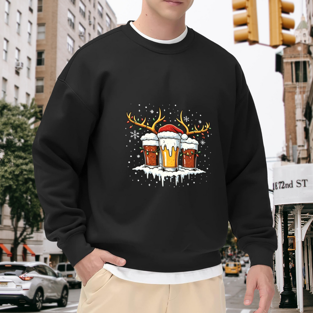 Reinbeer Beer Mugs Funny Christmas Party Crew Sweatshirt