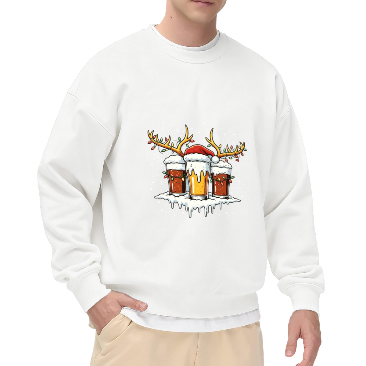 Reinbeer Beer Mugs Funny Christmas Party Crew Sweatshirt