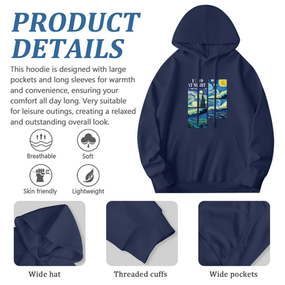 Van Gogh Starry Night Classic Art Block?Print Hoodie