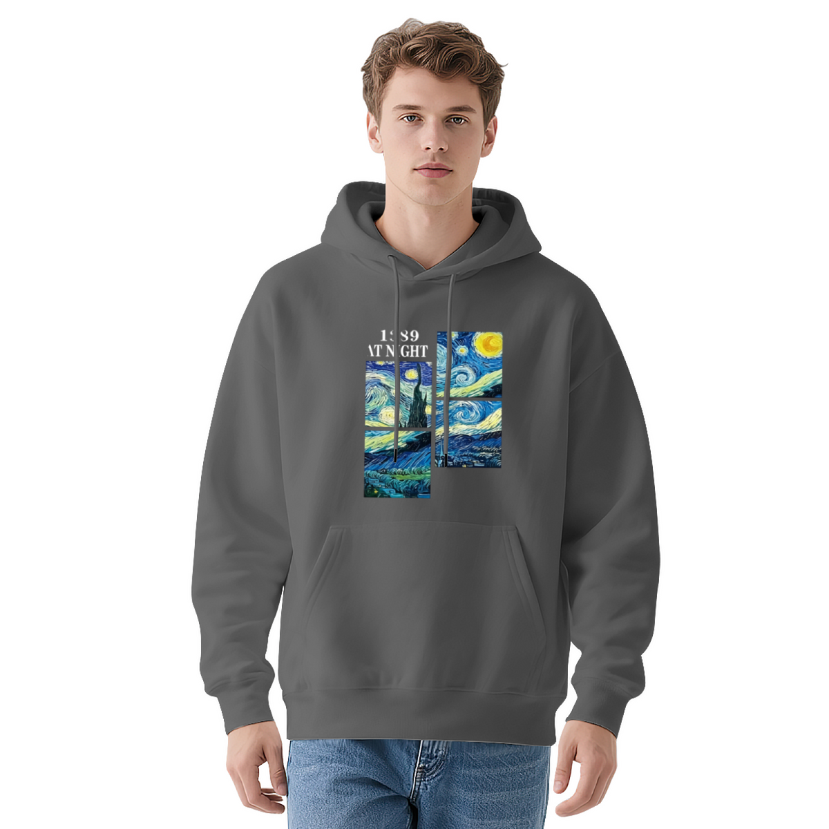 Van Gogh Starry Night Classic Art Block?Print Hoodie