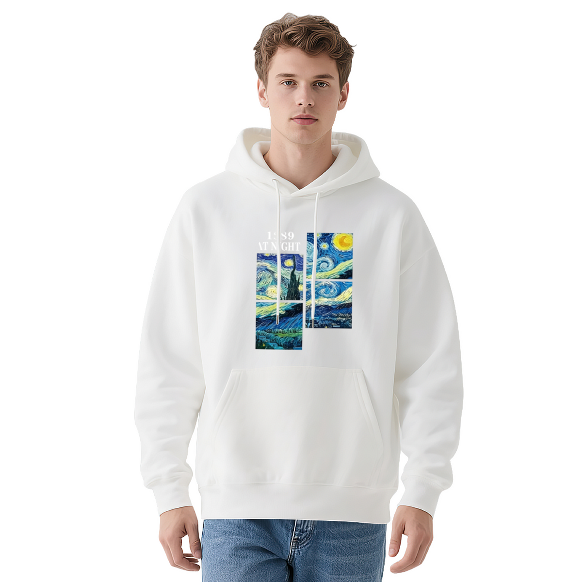 Van Gogh Starry Night Classic Art Block?Print Hoodie