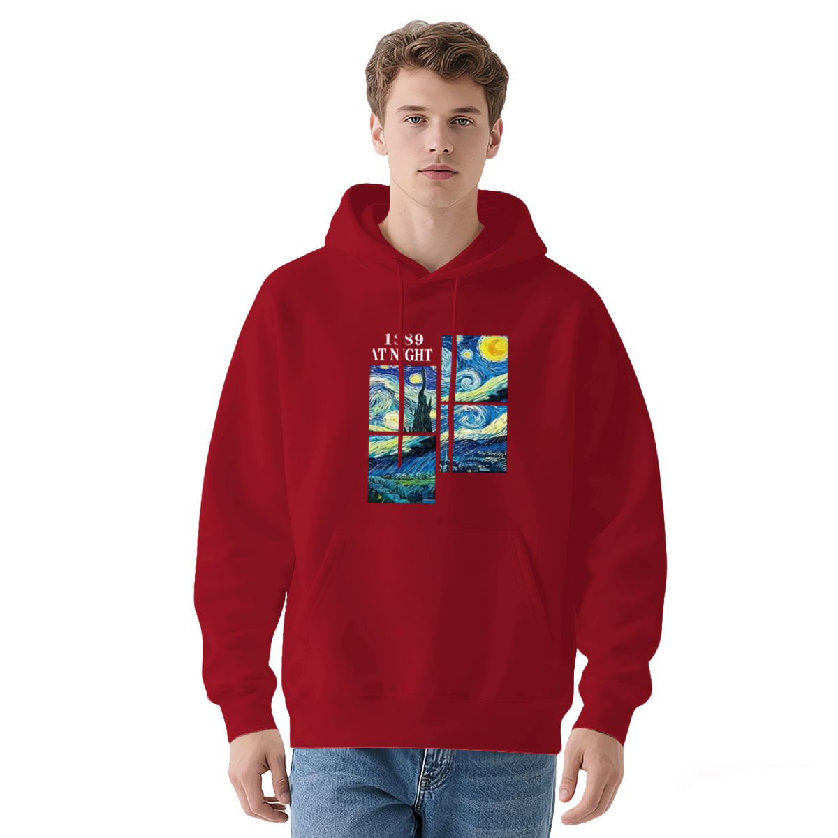 Van Gogh Starry Night Classic Art Block?Print Hoodie