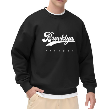 Retro Brooklyn Victory Script Black Crewneck Sweatshirt