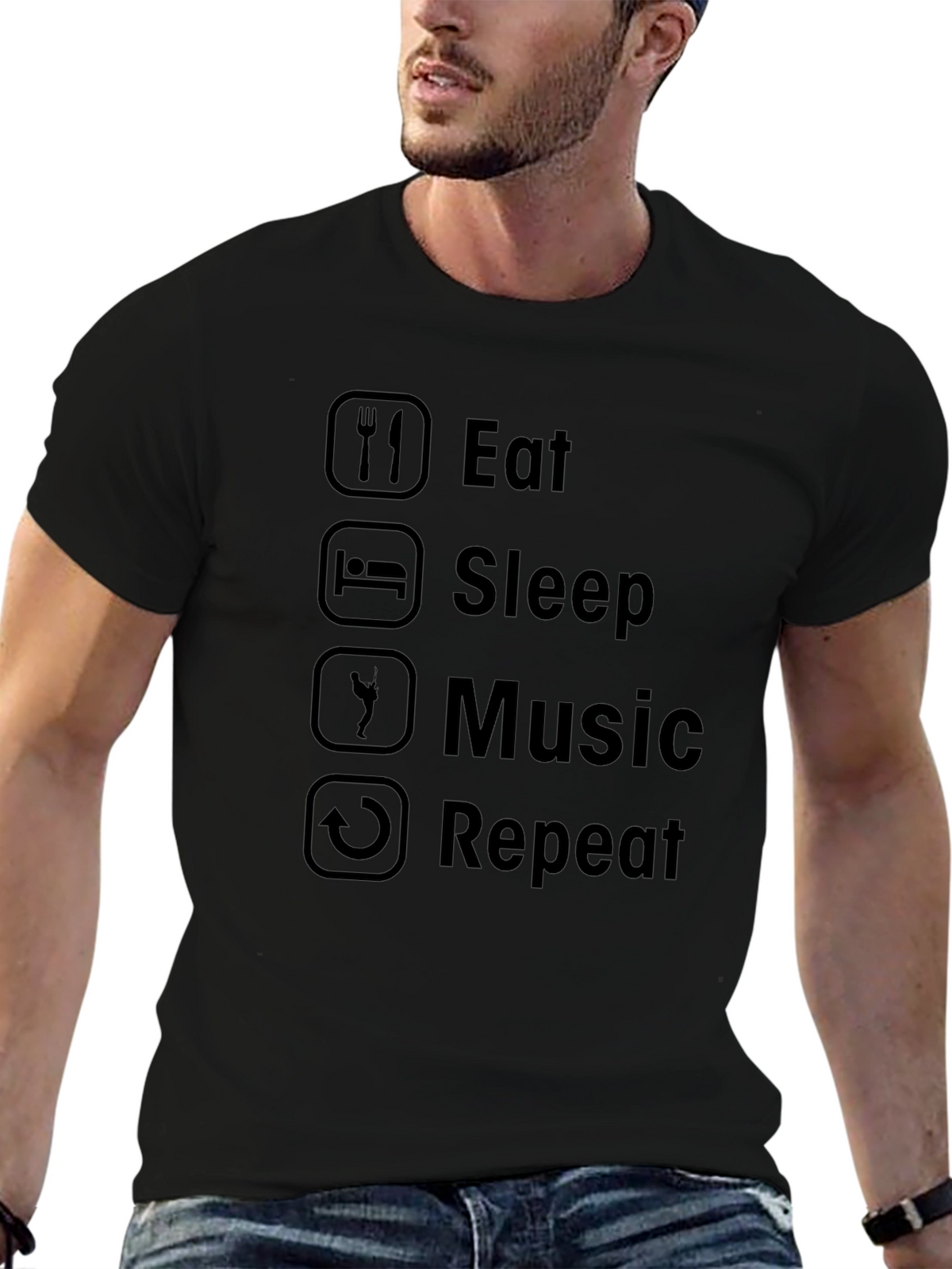 Eat Sleep Music Repeat Graphic Tee