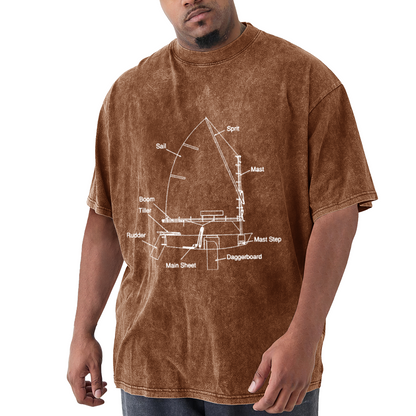 Sailboat Technical Blueprint Diagram Sailing T-Shirt
