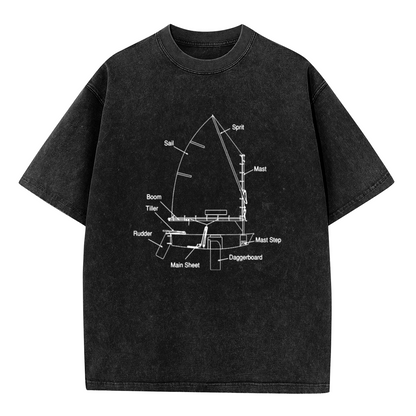Sailboat Technical Blueprint Diagram Sailing T-Shirt