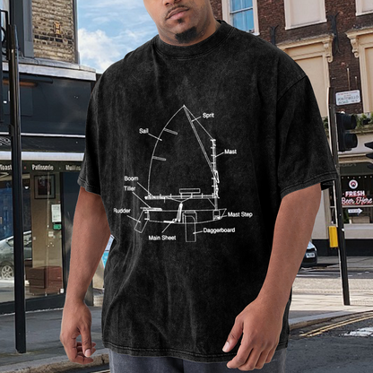 Sailboat Technical Blueprint Diagram Sailing T-Shirt