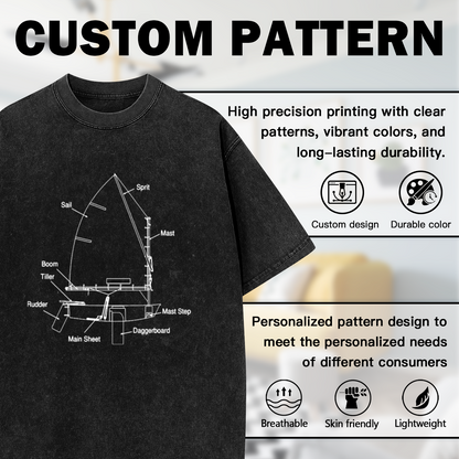 Sailboat Technical Blueprint Diagram Sailing T-Shirt