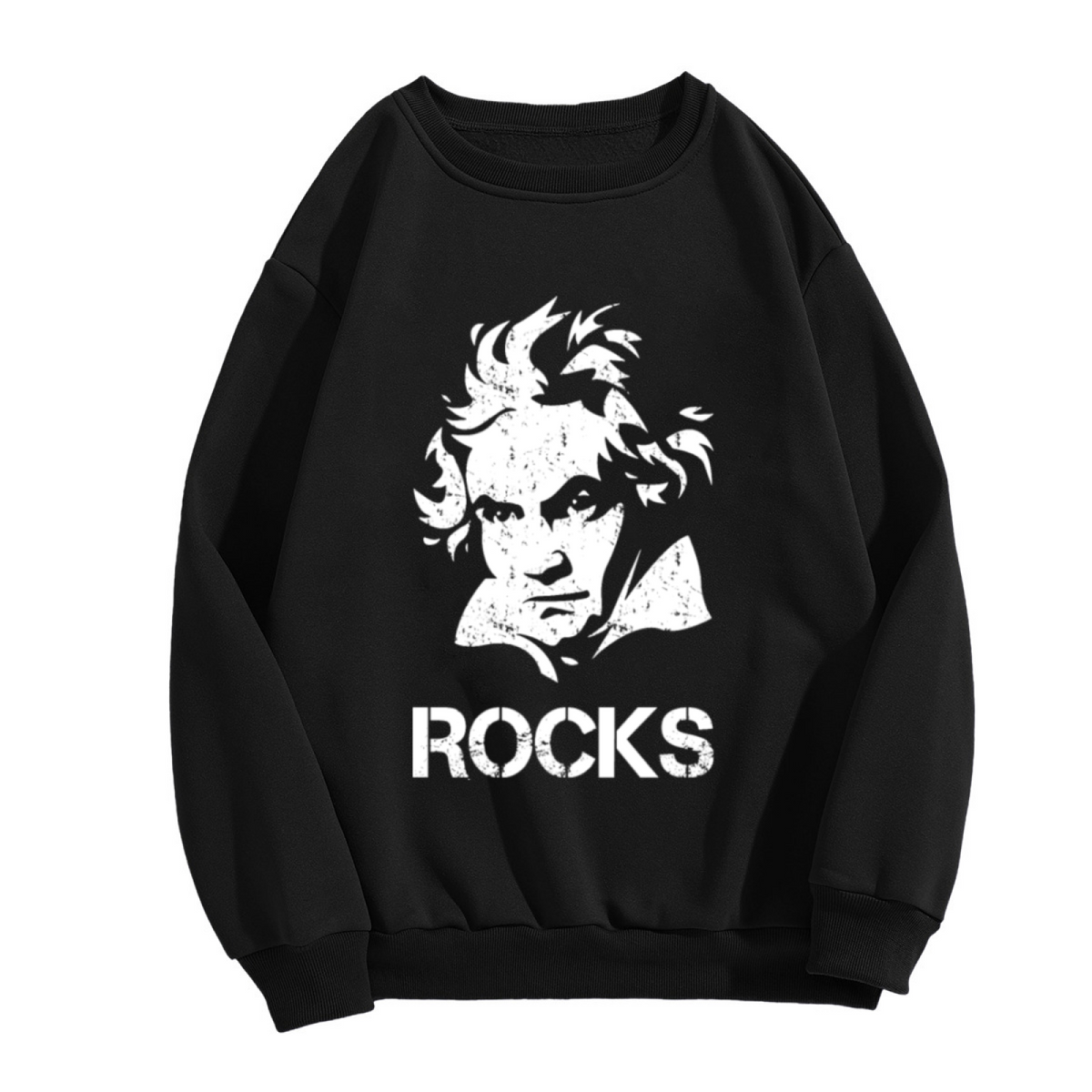 Beethoven Rocks Vintage Composer Portrait Crewneck Sweatshirt