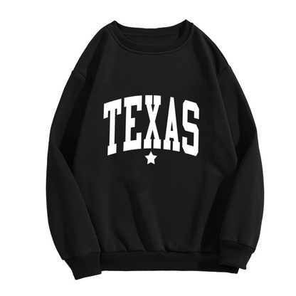 Retro Texas Star Letter Print Crewneck Sweatshirt