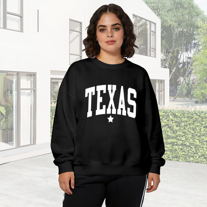Retro Texas Star Letter Print Crewneck Sweatshirt