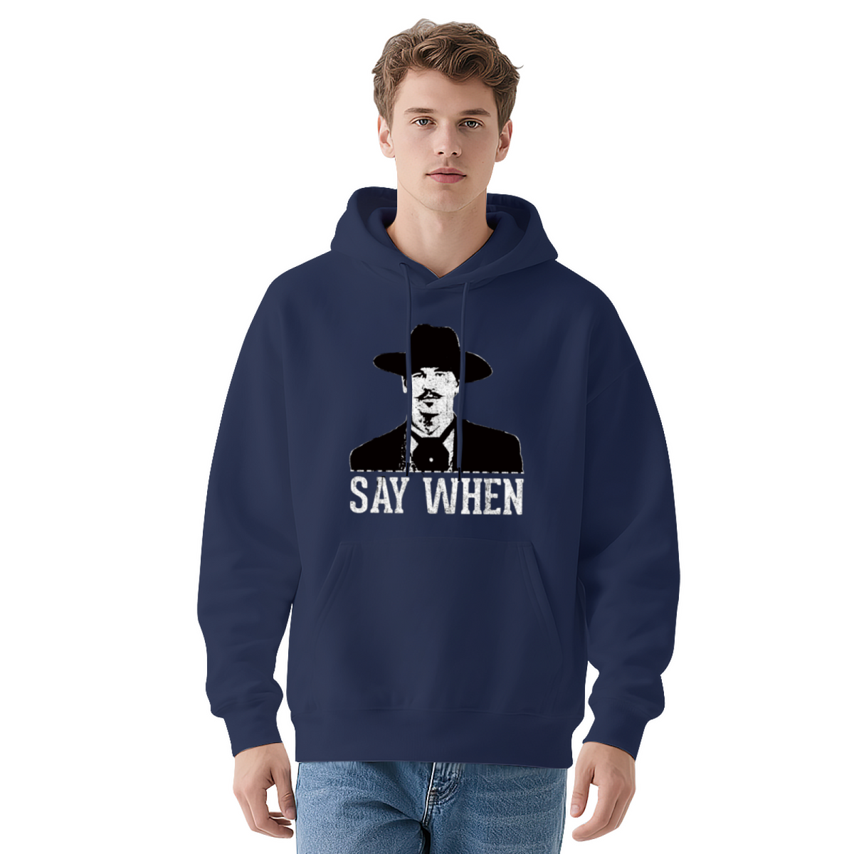 Classic Say When Doc Holliday Black Hoodie, Western Movie Fan Cozy Top